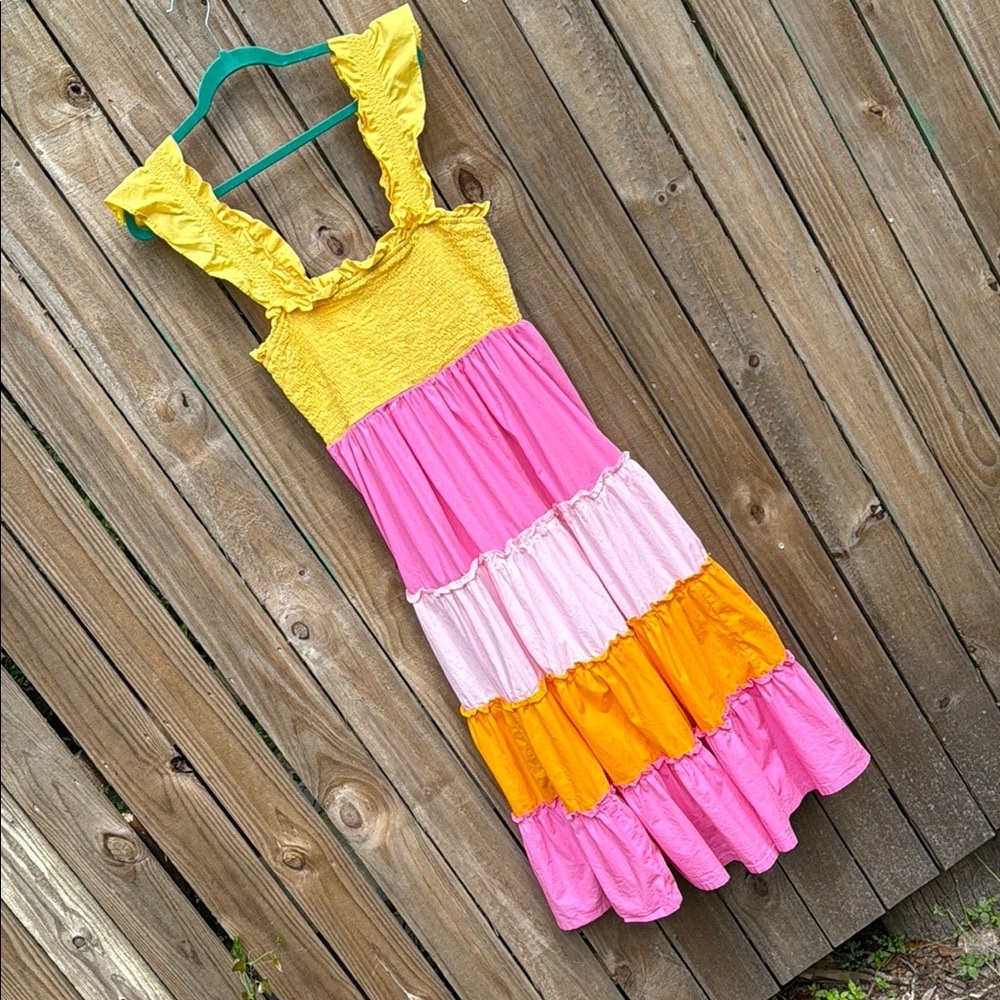Crown & Ivy Yellow Smocked Dress